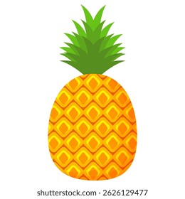 Pineapple. Illustration of pineapple fruit with isolated cartoon style on white. summer fruits, for a healthy and natural life,  Vector illustration
