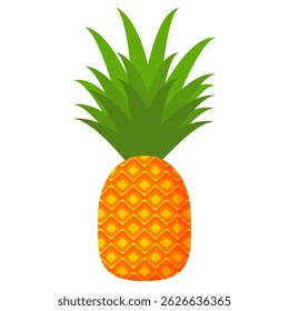 Pineapple. Illustration of pineapple fruit with isolated cartoon style on white. summer fruits, for a healthy and natural life,  Vector illustration