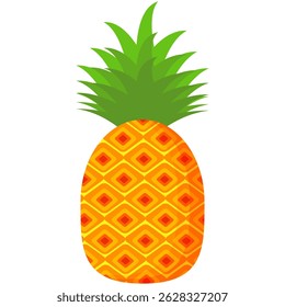 Pineapple. Illustration of pineapple fruit with isolated cartoon style on white. summer fruits, for a healthy and natural life,  Vector illustration