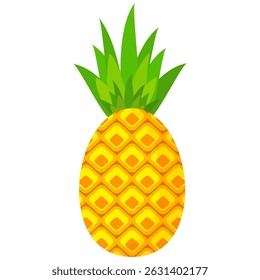 Pineapple. Illustration of pineapple fruit with isolated cartoon style on white. summer fruits, for a healthy and natural life,  Vector illustration