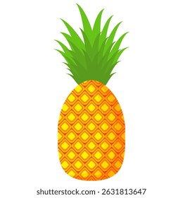 Pineapple. Illustration of pineapple fruit with isolated cartoon style on white. summer fruits, for a healthy and natural life,  Vector illustration