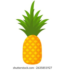 Pineapple. Illustration of pineapple fruit with isolated cartoon style on white. summer fruits, for a healthy and natural life,  Vector illustration