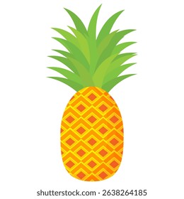 Pineapple. Illustration of pineapple fruit with isolated cartoon style on white. summer fruits, for a healthy and natural life,  Vector illustration