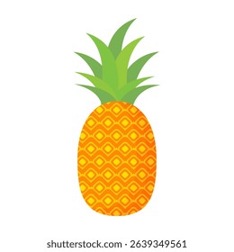 Pineapple. Illustration of pineapple fruit with isolated cartoon style on white. summer fruits, for a healthy and natural life,  Vector illustration