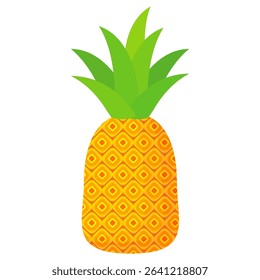 Pineapple. Illustration of pineapple fruit with isolated cartoon style on white. summer fruits, for a healthy and natural life,  Vector illustration