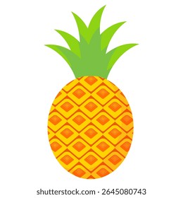 Pineapple. Illustration of pineapple fruit with isolated cartoon style on white. summer fruits, for a healthy and natural life,  Vector illustration