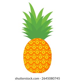 Pineapple. Illustration of pineapple fruit with isolated cartoon style on white. summer fruits, for a healthy and natural life,  Vector illustration