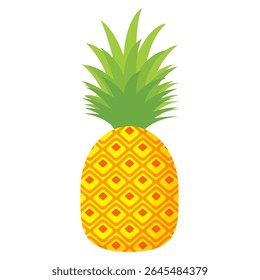 Pineapple. Illustration of pineapple fruit with isolated cartoon style on white. summer fruits, for a healthy and natural life,  Vector illustration