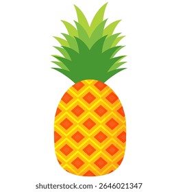 Pineapple. Illustration of pineapple fruit with isolated cartoon style on white. summer fruits, for a healthy and natural life,  Vector illustration
