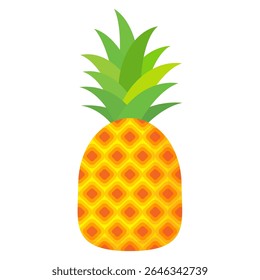 Pineapple. Illustration of pineapple fruit with isolated cartoon style on white. summer fruits, for a healthy and natural life,  Vector illustration