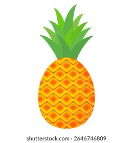 Pineapple. Illustration of pineapple fruit with isolated cartoon style on white. summer fruits, for a healthy and natural life,  Vector illustration