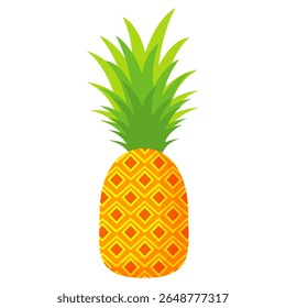 Ananás. Ilustração de abacaxi com estilo de desenho animado isolado em branco. frutas de verão, para uma vida saudável e natural, ilustração Vetor