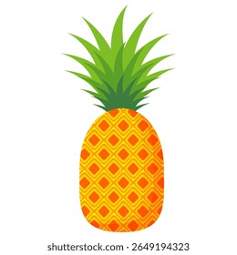 Pineapple. Illustration of pineapple fruit with isolated cartoon style on white. summer fruits, for a healthy and natural life,  Vector illustration