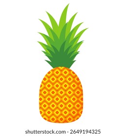 Ananás. Ilustração de abacaxi com estilo de desenho animado isolado em branco. frutas de verão, para uma vida saudável e natural, ilustração Vetor
