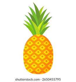 Ananás. Ilustração de abacaxi com estilo de desenho animado isolado em branco. frutas de verão, para uma vida saudável e natural, ilustração Vetor