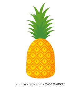 Pineapple. Illustration of pineapple fruit with isolated cartoon style on white. summer fruits, for a healthy and natural life,  Vector illustration