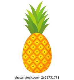 Ananás. Ilustração de abacaxi com estilo de desenho animado isolado em branco. frutas de verão, para uma vida saudável e natural, ilustração Vetor