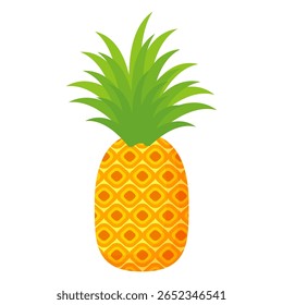 Ananás. Ilustração de abacaxi com estilo de desenho animado isolado em branco. frutas de verão, para uma vida saudável e natural, ilustração Vetor