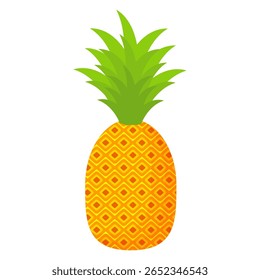 Ananás. Ilustração de abacaxi com estilo de desenho animado isolado em branco. frutas de verão, para uma vida saudável e natural, ilustração Vetor
