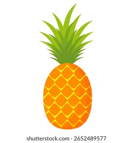 Ananás. Ilustração de abacaxi com estilo de desenho animado isolado em branco. frutas de verão, para uma vida saudável e natural, ilustração Vetor
