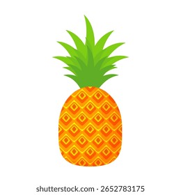 Ananás. Ilustração de abacaxi com estilo de desenho animado isolado em branco. frutas de verão, para uma vida saudável e natural, ilustração Vetor