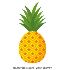 Pineapple. Illustration of pineapple fruit with isolated cartoon style on white. summer fruits, for a healthy and natural life,  Vector illustration