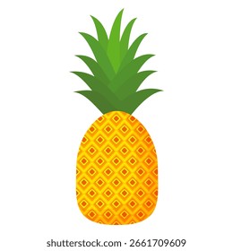 Pineapple. Illustration of pineapple fruit with isolated cartoon style on white. summer fruits, for a healthy and natural life,  Vector illustration