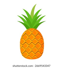 Pineapple. Illustration of pineapple fruit with isolated cartoon style on white. summer fruits, for a healthy and natural life,  Vector illustration