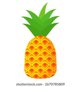 Piña. Ilustración de la fruta de piña con estilo de dibujos animados aislados en blanco. frutas de verano, para una vida saludable y natural, Ilustración vectorial