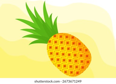 Pineapple. Illustration of pineapple fruit with isolated cartoon style on white. summer fruits, for a healthy and natural life,  Vector illustration