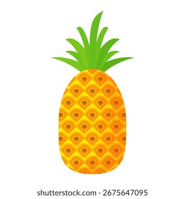 Pineapple. Illustration of pineapple fruit with isolated cartoon style on white. summer fruits, for a healthy and natural life,  Vector illustration