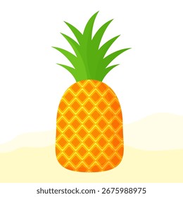 Pineapple. Illustration of pineapple fruit with isolated cartoon style on white. summer fruits, for a healthy and natural life,  Vector illustration