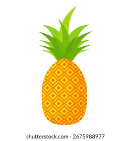 Piña. Ilustración de la fruta de piña con estilo de dibujos animados aislados en blanco. frutas de verano, para una vida saludable y natural, Ilustración vectorial