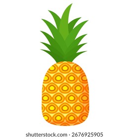 Pineapple. Illustration of pineapple fruit with isolated cartoon style on white. summer fruits, for a healthy and natural life,  Vector illustration