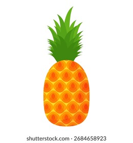 Ananás. Ilustração de abacaxi com estilo de desenho animado isolado em branco. frutas de verão, para uma vida saudável e natural, ilustração Vetor