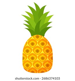 Pineapple. Illustration of pineapple fruit with isolated cartoon style on white. summer fruits, for a healthy and natural life,  Vector illustration