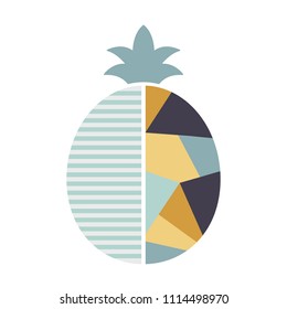 Pineapple illustration in geometric modern style. Fruit vector design.