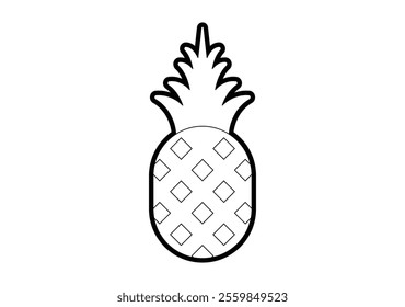 Pineapple illustration on a white background using outline style