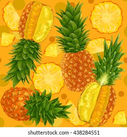A pineapple. Illustration seamless pattern with pineapples