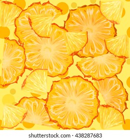 pineapple. Illustration seamless pattern with slices of pineapple