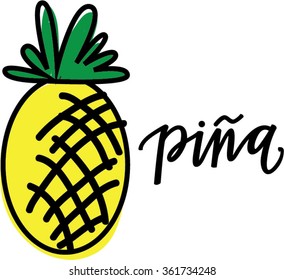 Pineapple illustration with Spanish title