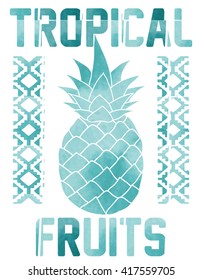 Pineapple illustration, Tropical fruit vector print and varsity. For t-shirt or other uses in vector.T shirt graphic