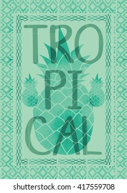 Pineapple illustration, Tropical fruit vector print and varsity. For t-shirt or other uses in vector.T shirt graphic