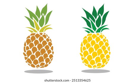 Ilustração de abacaxi e duas opções de cores
