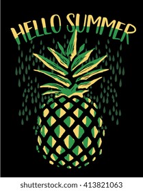 Pineapple illustration, typography, t-shirt graphics, vectors