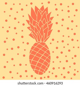 Pineapple illustration, typography, t-shirt graphics. Isolated ananas. Vector illustration.