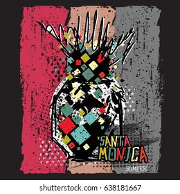 Pineapple illustration, typography, t-shirt graphics, vectors