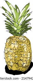 Ananas, weißer Hintergrund, Vektorgrafik