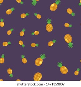 Pineapple illustrations seamless texture pattern.