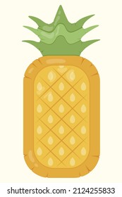 Pineapple Inflatable Mattress Icon for pool party, beach holiday and hotel vacation. Vector illustration